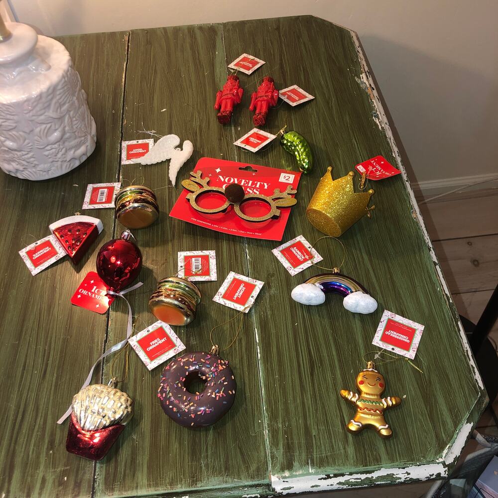 1616 Holdings Bundle of NEW 13 Christmas Ornament and One Reindeer Glasses